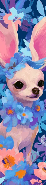 Free dog bookmarks featuring a long ear white chihuahua